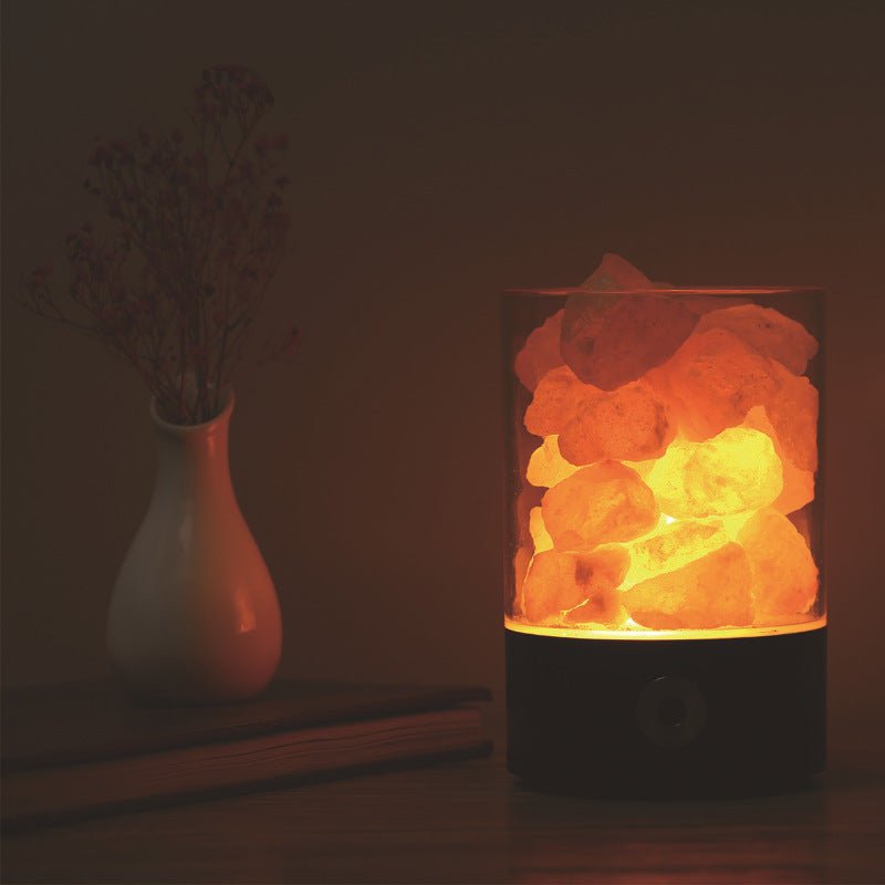Lampe à sel cristallin LED USB en sel de l'Himalaya avec lumière colorée apaisante - IVOIRART.COM