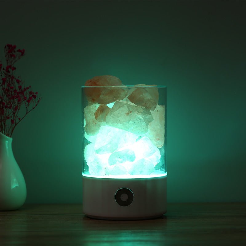 Lampe à sel cristallin LED USB en sel de l'Himalaya avec lumière colorée apaisante - IVOIRART.COM