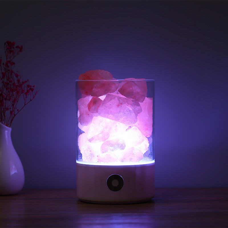 Lampe à sel cristallin LED USB en sel de l'Himalaya avec lumière colorée apaisante - IVOIRART.COM