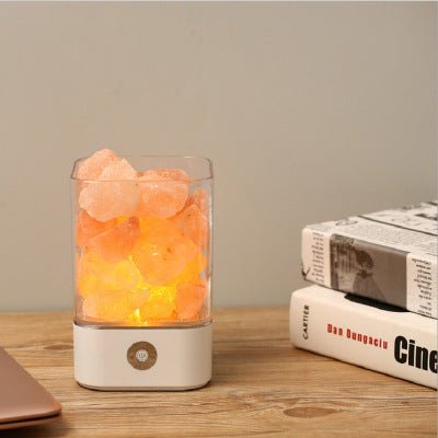 Lampe à sel cristallin LED USB en sel de l'Himalaya avec lumière colorée apaisante - IVOIRART.COM