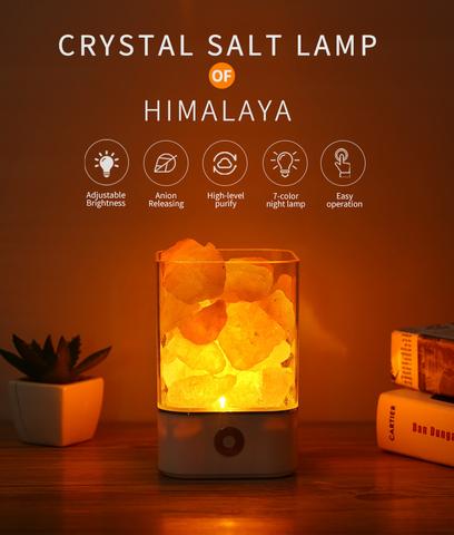 Lampe à sel cristallin LED USB en sel de l'Himalaya avec lumière colorée apaisante - IVOIRART.COM