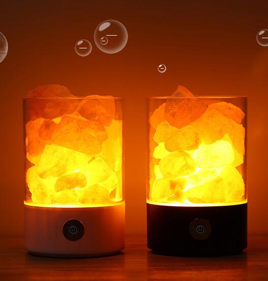 Lampe à sel cristallin LED USB en sel de l'Himalaya avec lumière colorée apaisante - IVOIRART.COM