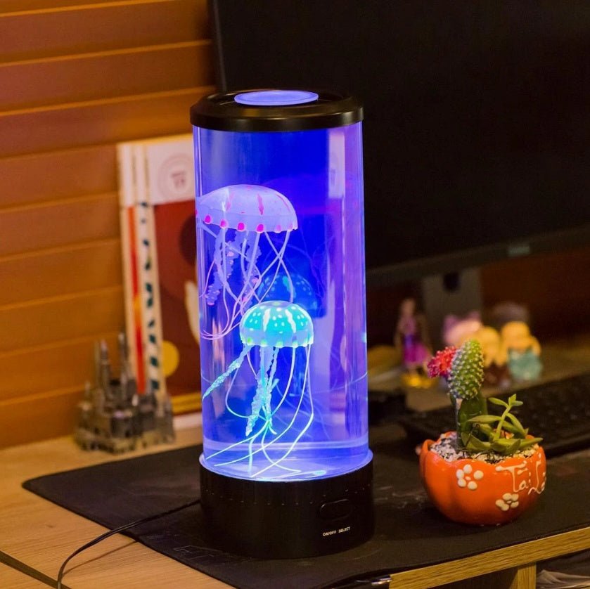 Lampe Aquarium Méduse LED Veilleuse Nuit Alimentée par USB avec Éclairage - IVOIRART.COM