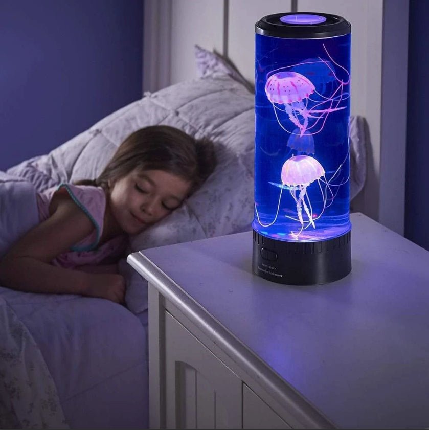 Lampe Aquarium Méduse LED Veilleuse Nuit Alimentée par USB avec Éclairage - IVOIRART.COM
