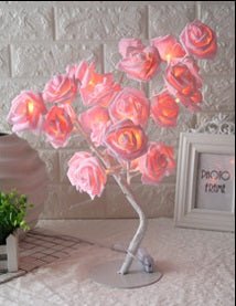 Lampe Arbre LED Rose Petite Lampe Arbre Modélisation Lampe de Table Lumineuse - IVOIRART.COM