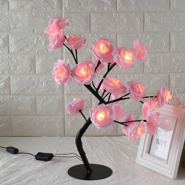 Lampe Arbre LED Rose Petite Lampe Arbre Modélisation Lampe de Table Lumineuse - IVOIRART.COM