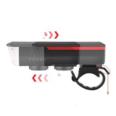 Lampe avant VTT rechargeable puissante avec klaxon 2000mAh solaire et USB 120 dB - IVOIRART.COM