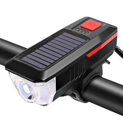 Lampe avant VTT rechargeable puissante avec klaxon 2000mAh solaire et USB 120 dB - IVOIRART.COM