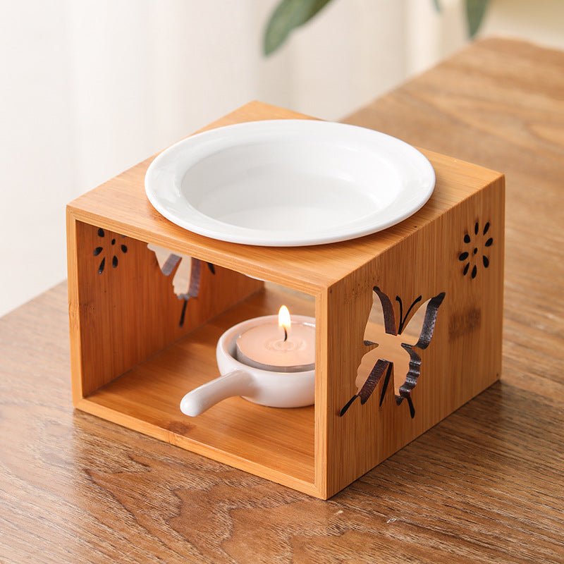 Lampe Bougie en Bambou pour Aromathérapie – Diffuseur d'Huiles Essentielles - IVOIRART.COM