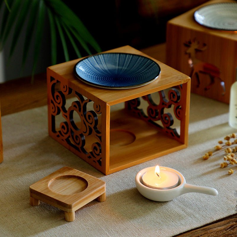 Lampe Bougie en Bambou pour Aromathérapie – Diffuseur d'Huiles Essentielles - IVOIRART.COM