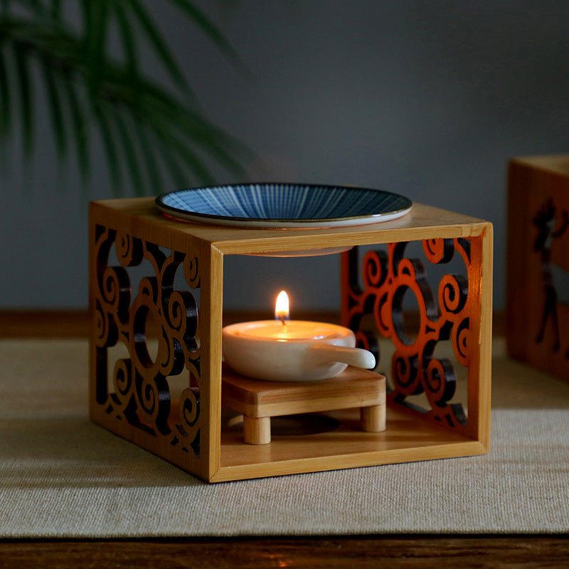 Lampe Bougie en Bambou pour Aromathérapie – Diffuseur d'Huiles Essentielles - IVOIRART.COM