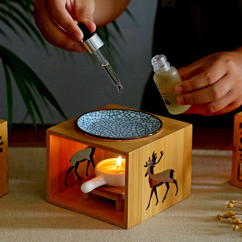 Lampe Bougie en Bambou pour Aromathérapie – Diffuseur d'Huiles Essentielles - IVOIRART.COM