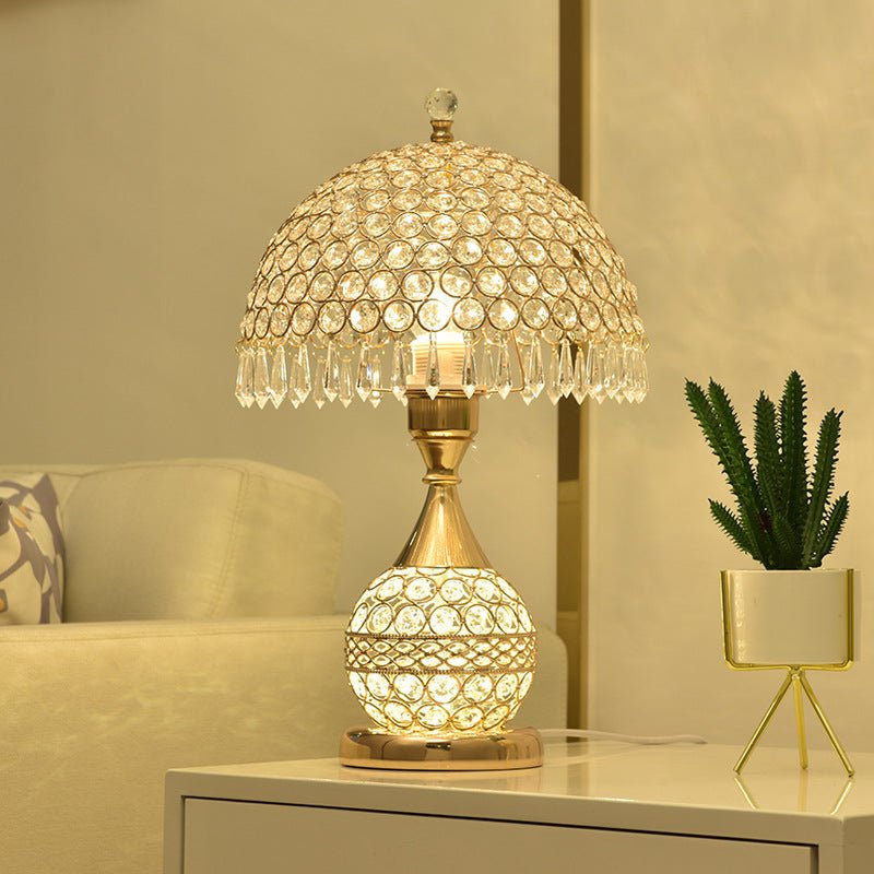 Lampe de bureau en cristal élégante pour chambre, lampe de chevet dorée 29x29x30cm - IVOIRART.COM