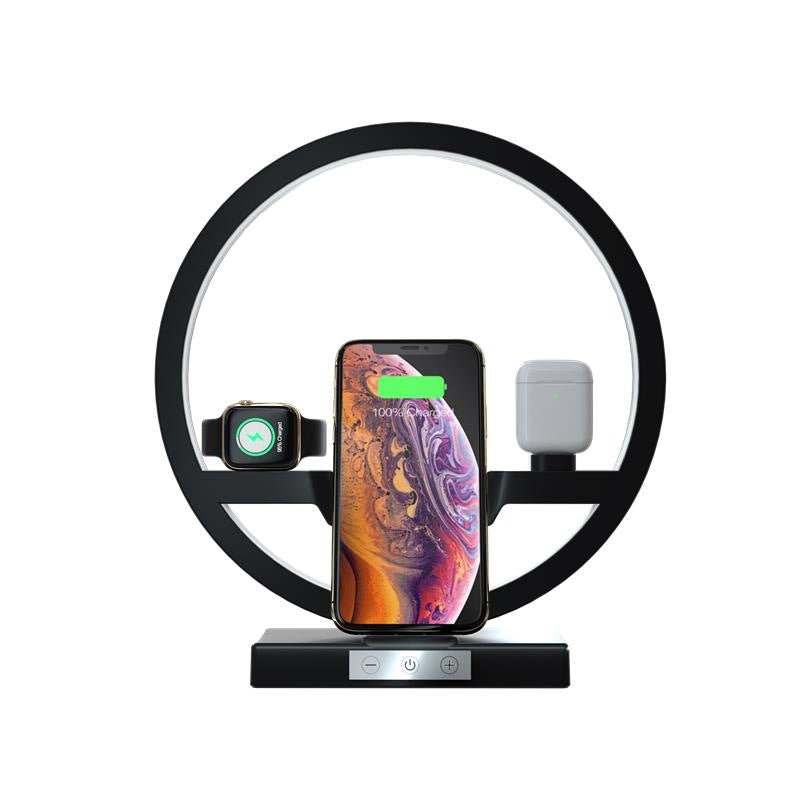 Lampe de chevet 4 en 1 avec chargeur sans fil à charge rapide et support - IVOIRART.COM
