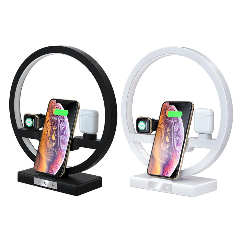 Lampe de chevet 4 en 1 avec chargeur sans fil à charge rapide et support - IVOIRART.COM