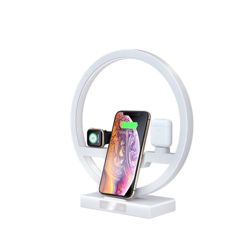 Lampe de chevet 4 en 1 avec chargeur sans fil à charge rapide et support - IVOIRART.COM