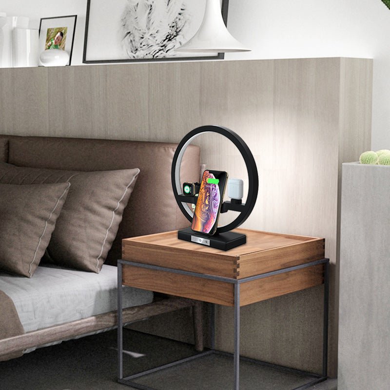 Lampe de chevet 4 en 1 avec chargeur sans fil à charge rapide et support - IVOIRART.COM