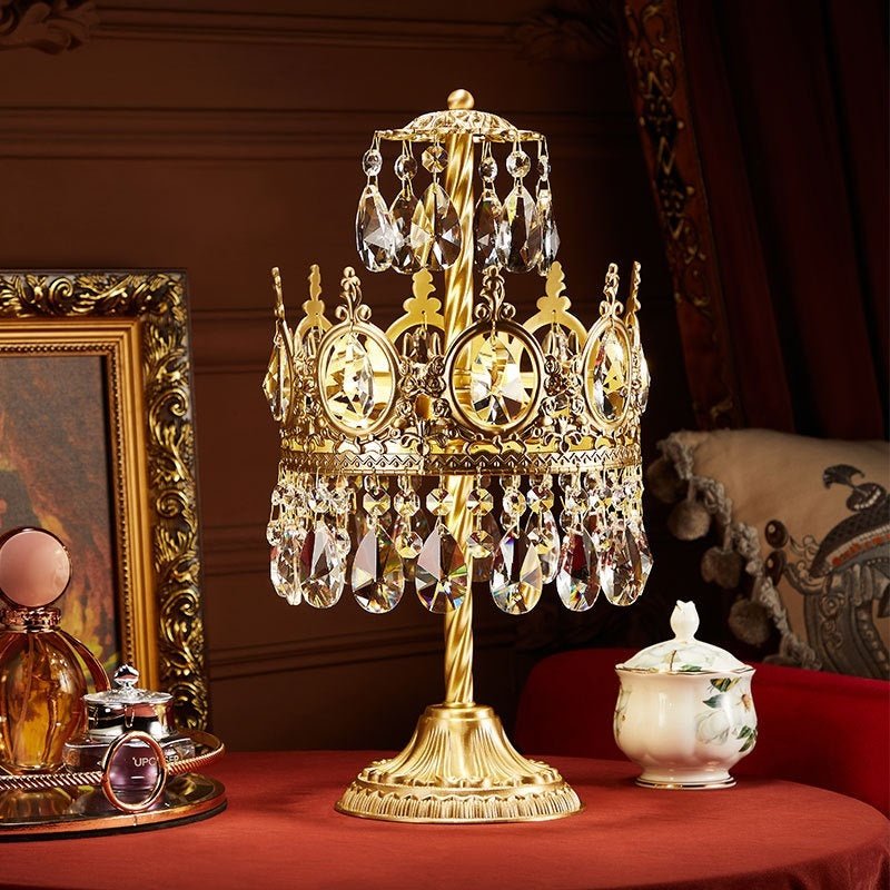 Lampe de chevet luxe en laiton et cristal vintage rustique, élégante, raffinée - IVOIRART.COM