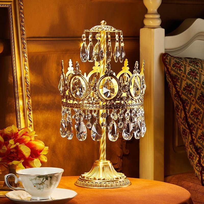 Lampe de chevet luxe en laiton et cristal vintage rustique, élégante, raffinée - IVOIRART.COM
