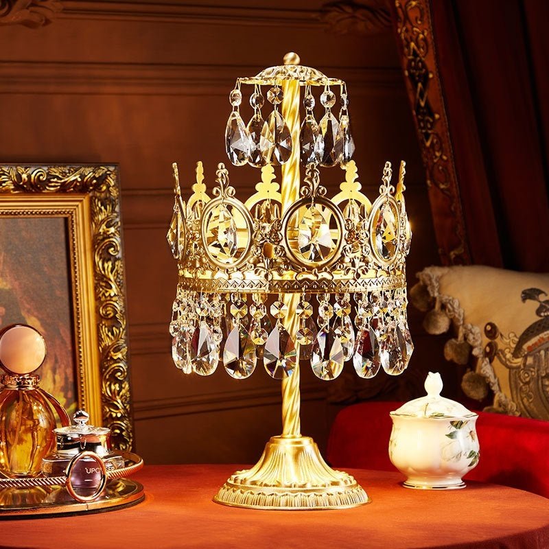 Lampe de chevet luxe en laiton et cristal vintage rustique, élégante, raffinée - IVOIRART.COM