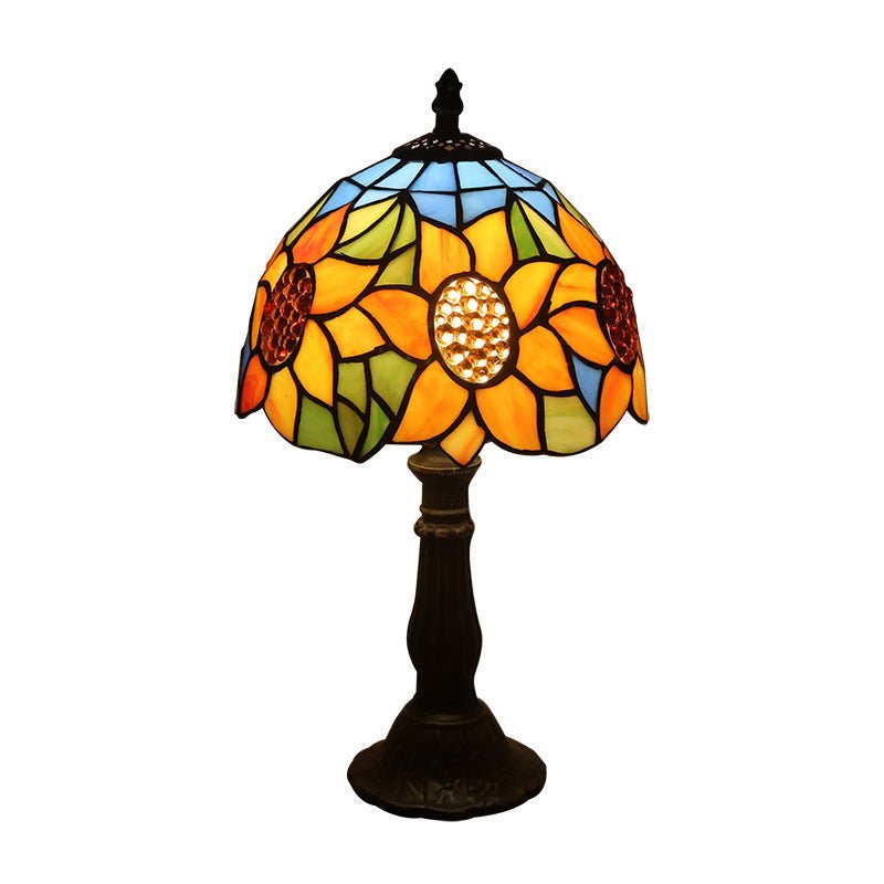 Lampe de Chevet Rétro Jaune en Verre avec Base en Résine, Lampes de Table LED - IVOIRART.COM