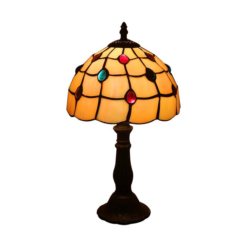 Lampe de Chevet Rétro Jaune en Verre avec Base en Résine, Lampes de Table LED - IVOIRART.COM