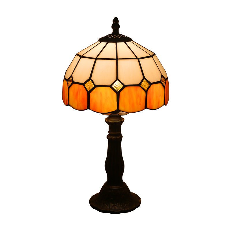 Lampe de Chevet Rétro Jaune en Verre avec Base en Résine, Lampes de Table LED - IVOIRART.COM