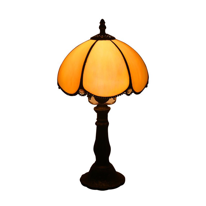 Lampe de Chevet Rétro Jaune en Verre avec Base en Résine, Lampes de Table LED - IVOIRART.COM