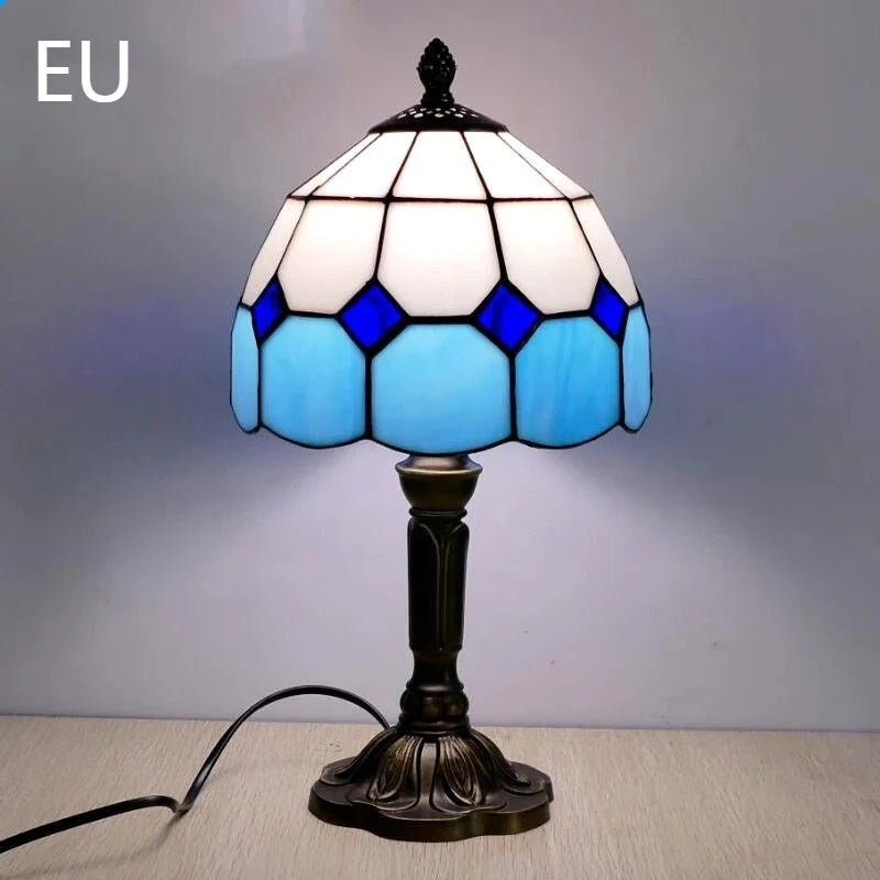 Lampe de Chevet Rétro Jaune en Verre avec Base en Résine, Lampes de Table LED - IVOIRART.COM