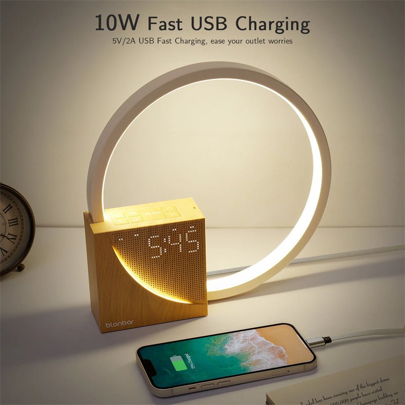 Lampe de chevet tactile avec sons naturels, lampe de bureau, réveil, contrôle tactile, 3 niveaux de luminosité, décoration intérieure - IVOIRART.COM