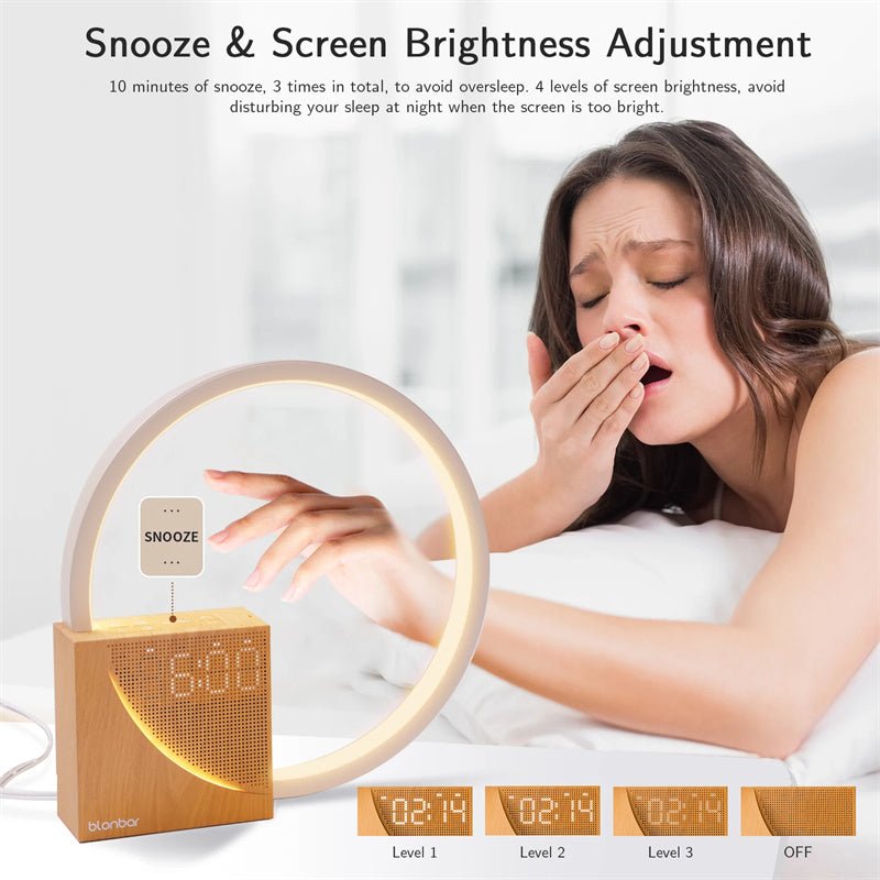 Lampe de chevet tactile avec sons naturels, lampe de bureau, réveil, contrôle tactile, 3 niveaux de luminosité, décoration intérieure - IVOIRART.COM