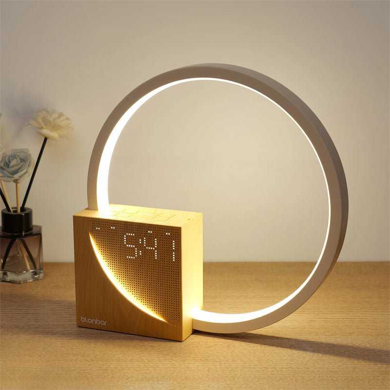 Lampe de chevet tactile avec sons naturels, lampe de bureau, réveil, contrôle tactile, 3 niveaux de luminosité, décoration intérieure - IVOIRART.COM