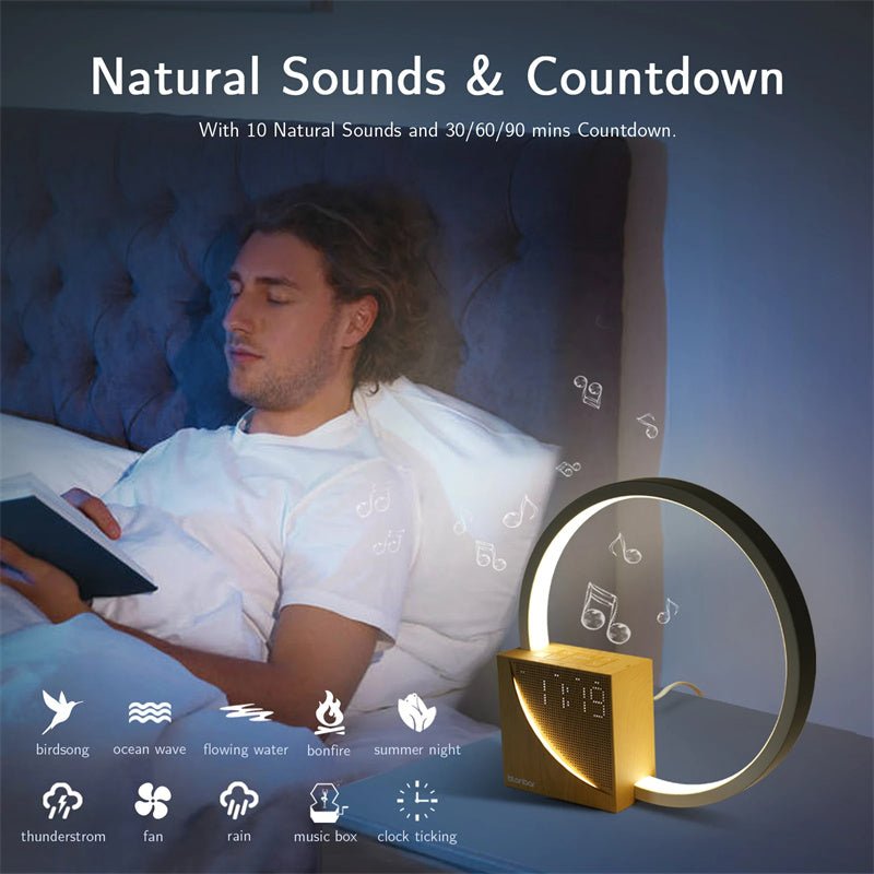 Lampe de chevet tactile avec sons naturels, lampe de bureau, réveil, contrôle tactile, 3 niveaux de luminosité, décoration intérieure - IVOIRART.COM