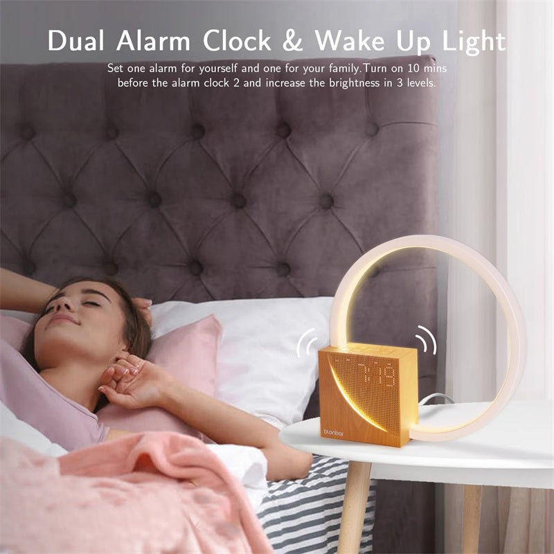 Lampe de chevet tactile avec sons naturels, lampe de bureau, réveil, contrôle tactile, 3 niveaux de luminosité, décoration intérieure - IVOIRART.COM