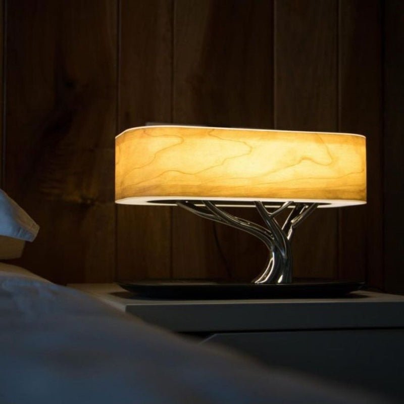 Lampe de Table Arbre Créative avec Haut-Parleur Bluetooth, Chargement Sans Fil et Gradation - IVOIRART.COM