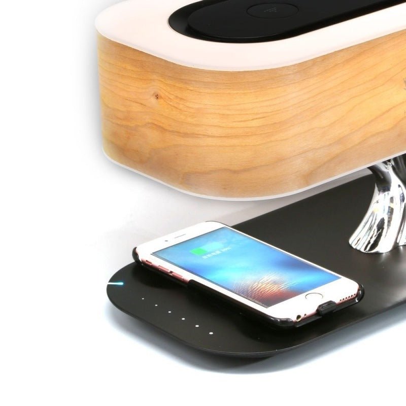 Lampe de Table Arbre Créative avec Haut-Parleur Bluetooth, Chargement Sans Fil et Gradation - IVOIRART.COM
