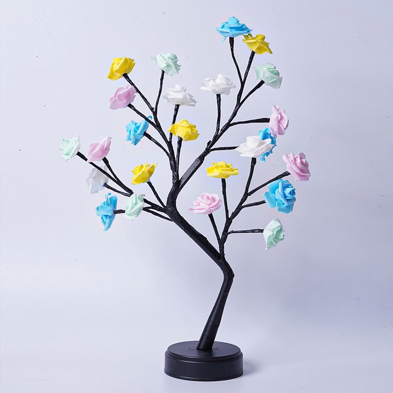 Lampe de table arbre - fleur rose, lampe féerique de bureau, veilleuse USB, cadeau mariage Saint - Valentin Noël - IVOIRART.COM
