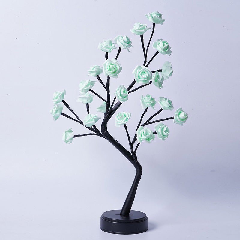 Lampe de table arbre - fleur rose, lampe féerique de bureau, veilleuse USB, cadeau mariage Saint - Valentin Noël - IVOIRART.COM