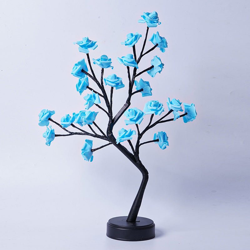 Lampe de table arbre - fleur rose, lampe féerique de bureau, veilleuse USB, cadeau mariage Saint - Valentin Noël - IVOIRART.COM