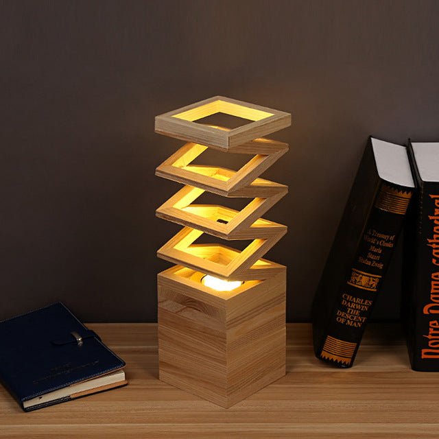 Lampe de table créative en bois massif, style européen, grande taille 120x120 - IVOIRART.COM