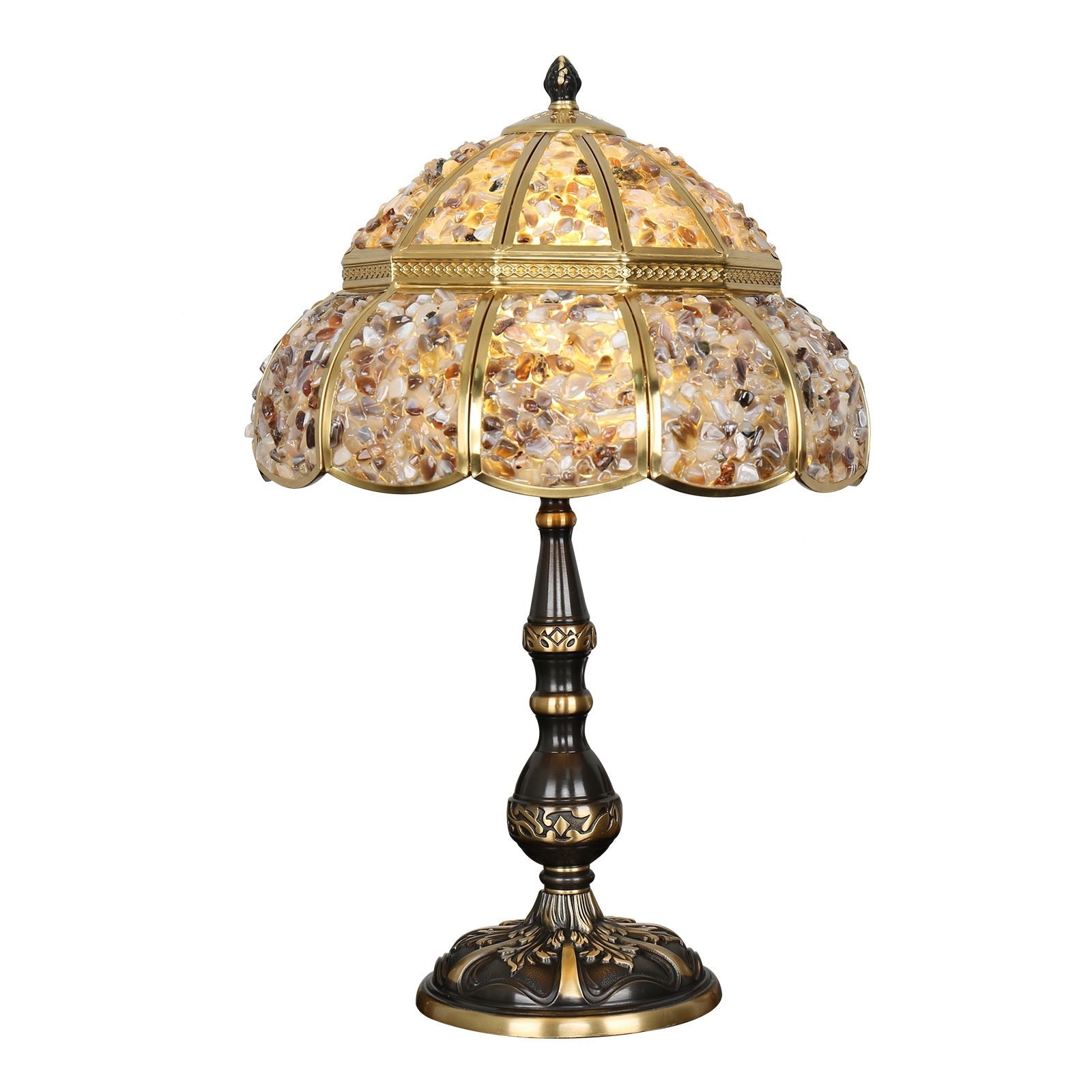 Lampe de table en agate et cuivre pur, design moderne minimaliste pour la maison - IVOIRART.COM