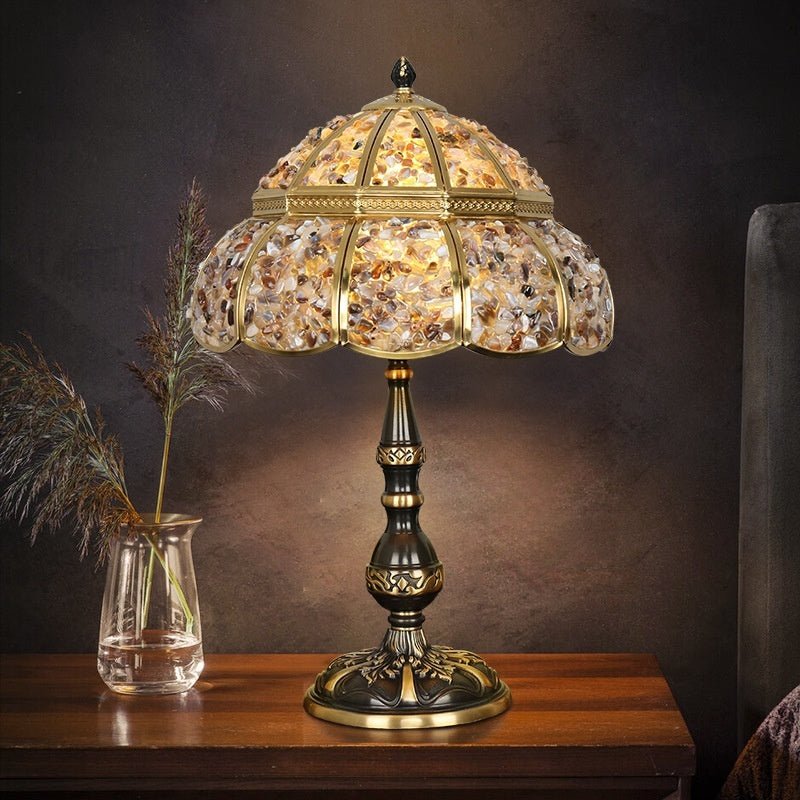 Lampe de table en agate et cuivre pur, design moderne minimaliste pour la maison - IVOIRART.COM