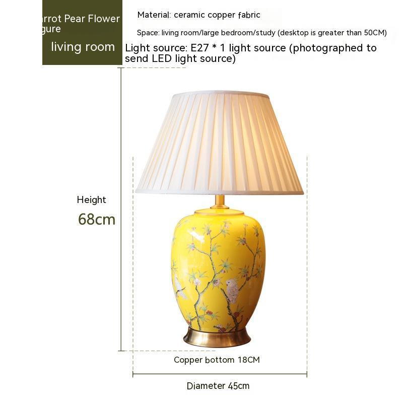 Lampe de table en céramique style américain pour chambre, chevet européen doré!. - IVOIRART.COM