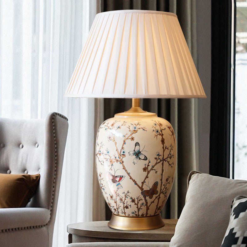 Lampe de table en céramique style américain pour chambre, chevet européen doré!. - IVOIRART.COM