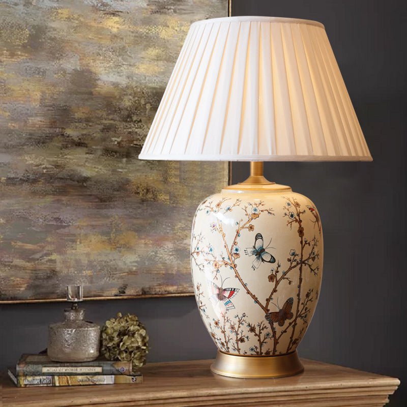 Lampe de table en céramique style américain pour chambre, chevet européen doré!. - IVOIRART.COM