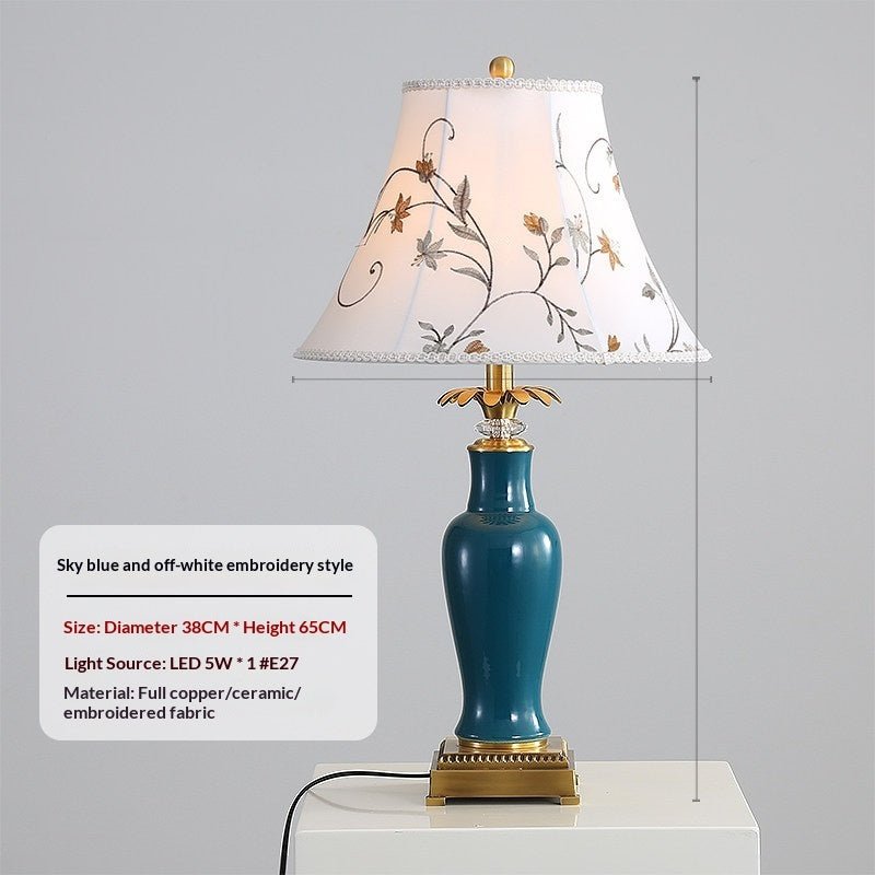Lampe de table en céramique tout cuivre émaillée style américain minimaliste pro - IVOIRART.COM