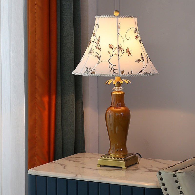 Lampe de table en céramique tout cuivre émaillée style américain minimaliste pro - IVOIRART.COM