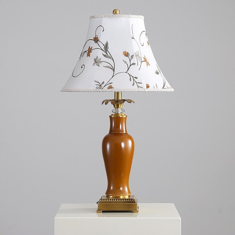 Lampe de table en céramique tout cuivre émaillée style américain minimaliste pro - IVOIRART.COM