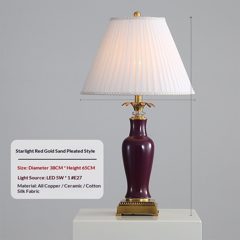 Lampe de table en céramique tout cuivre émaillée style américain minimaliste pro - IVOIRART.COM