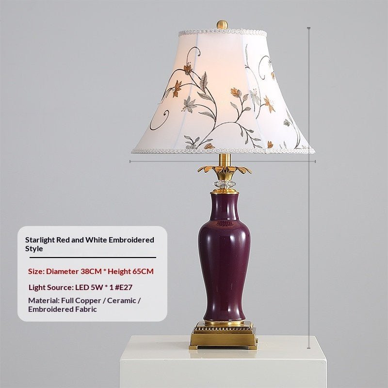 Lampe de table en céramique tout cuivre émaillée style américain minimaliste pro - IVOIRART.COM